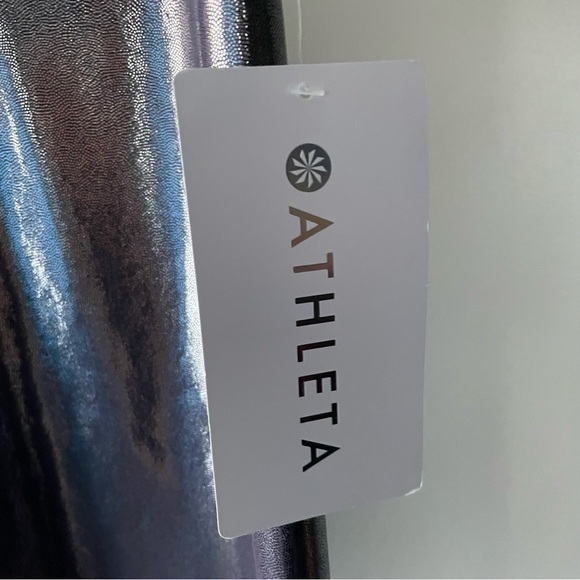 Athleta Elation Shine Tight Compression Legging Pant Silver Ombre Size Large NWT - Picture 4 of 7